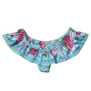 Sexy Blue & Pink Floral Lace Y2K Fairy Coquette Dollette Skirted Thong Size 9 L